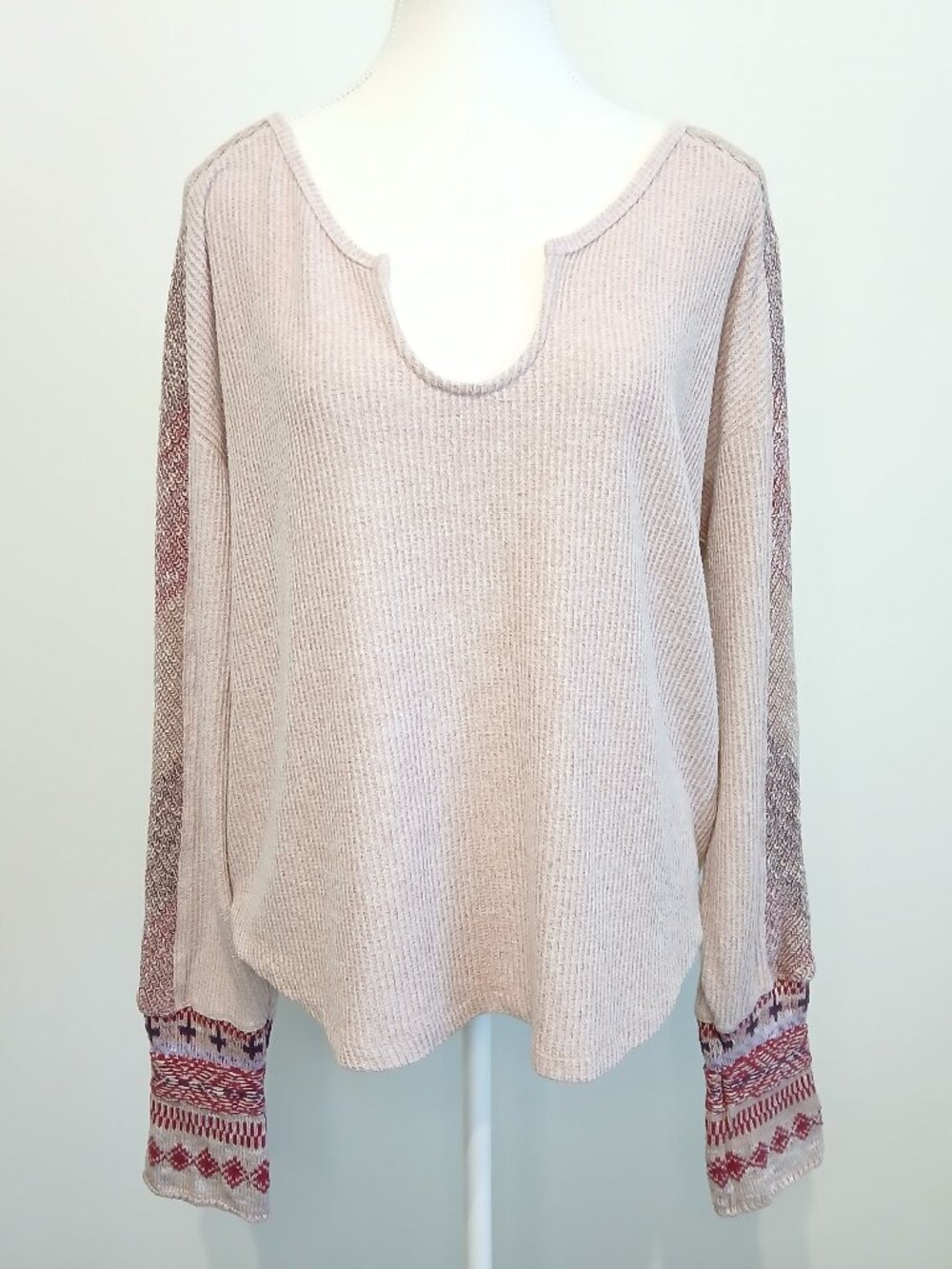 Anthropologie Daily Practice Soft Girl Mixed Knit Thermal Top Size XL - Picture 2 of 10